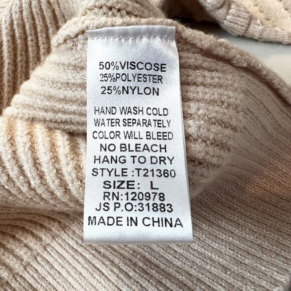 Entro Sweater Pullover Textured Ruffle Sleeve Peachy Tan Women’s L - Picture 10 of 12